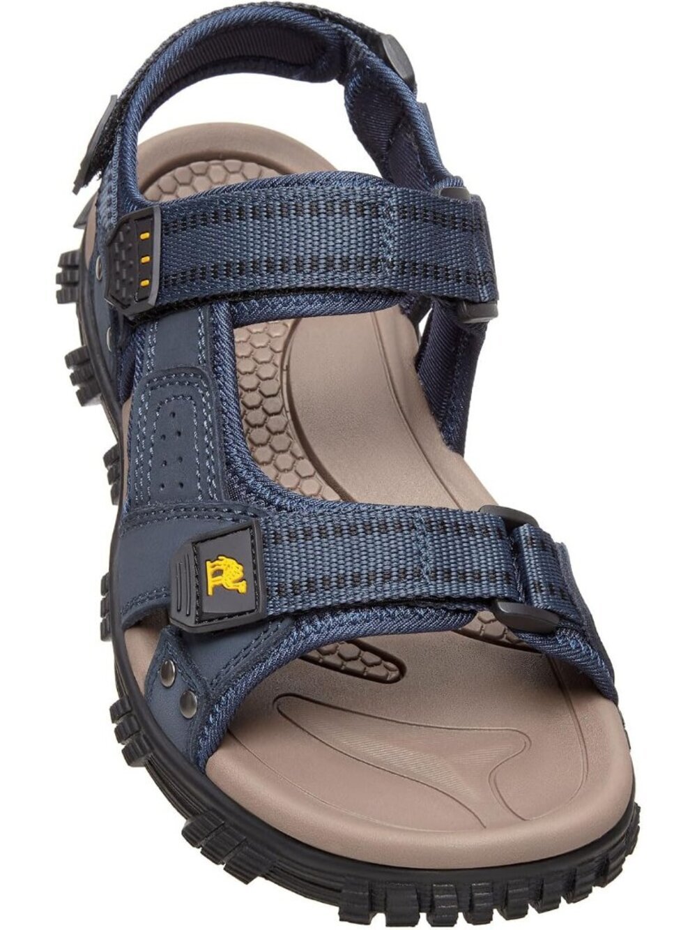 Men's Dark Blue Leather Waterproof Athletic Arch Support Hiking Sandal Shoes